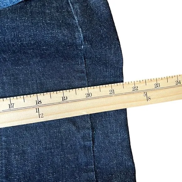 Lane Bryant Color Block Two Toned Denim Skirt w/Front Pockets &amp; Back Slit Sz 16