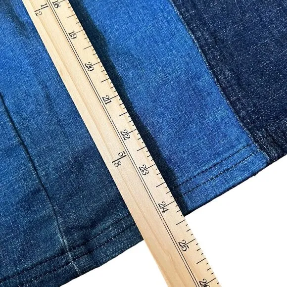 Lane Bryant Color Block Two Toned Denim Skirt w/Front Pockets &amp; Back Slit Sz 16