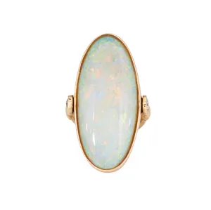 Large Opal Flip Ring Sz 6.5 Vintage 14k Yellow Gold Cocktail Estate Jewelry