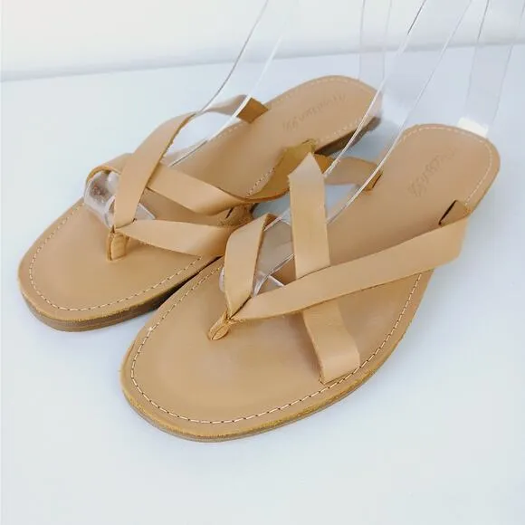 Madewell SZ 7.5 The Boardwalk Thong Sandal in Leather NEW Runs Small