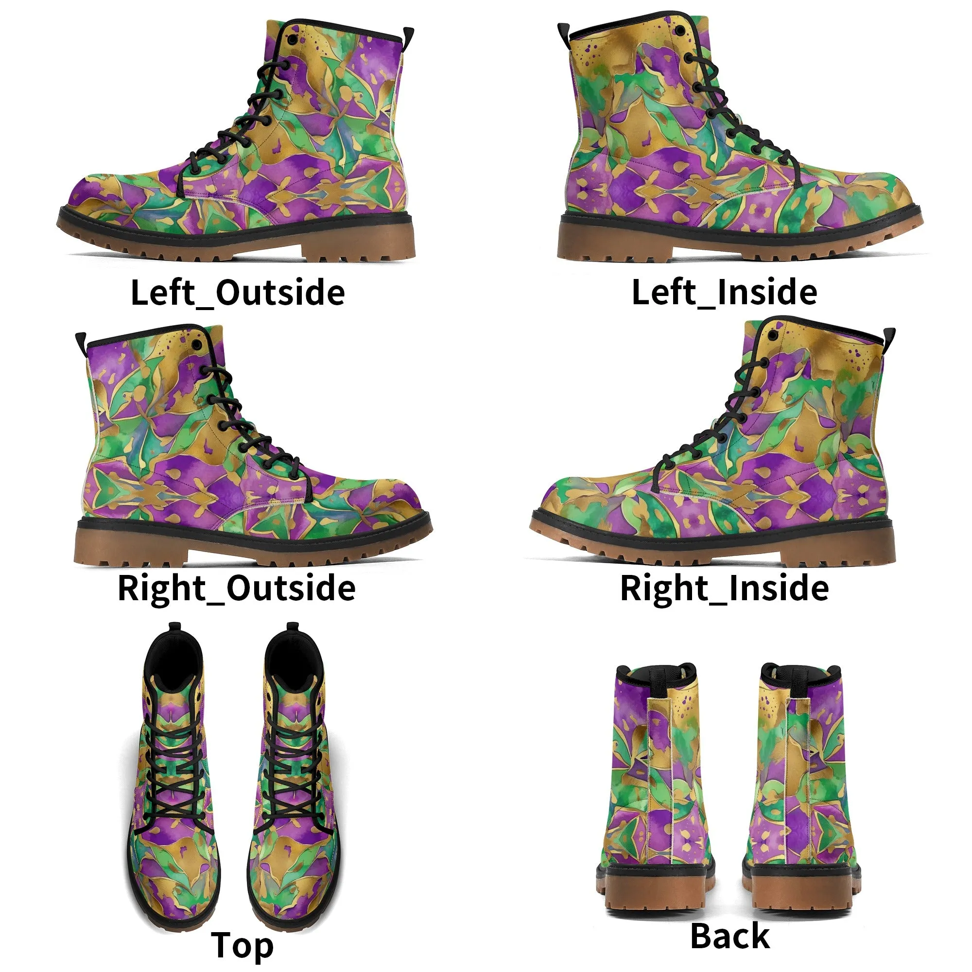 Mardi Gras Abstract Womens Combat Boots