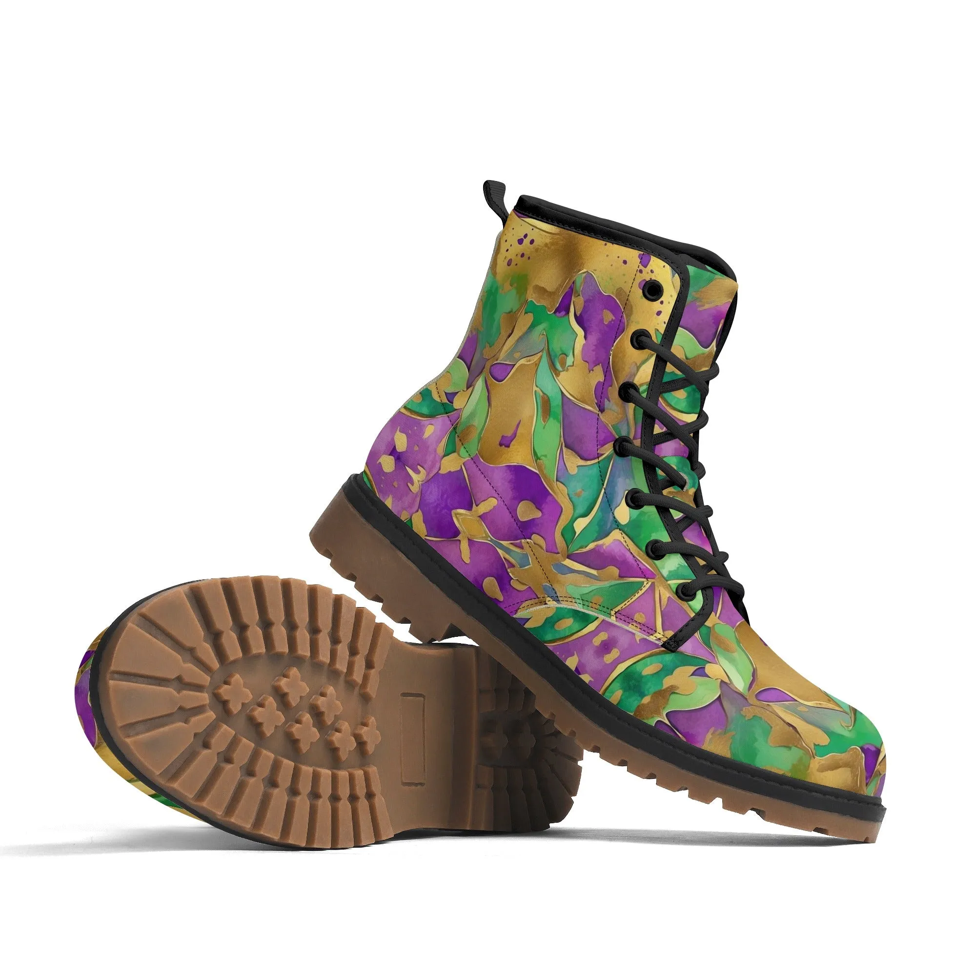 Mardi Gras Abstract Womens Combat Boots
