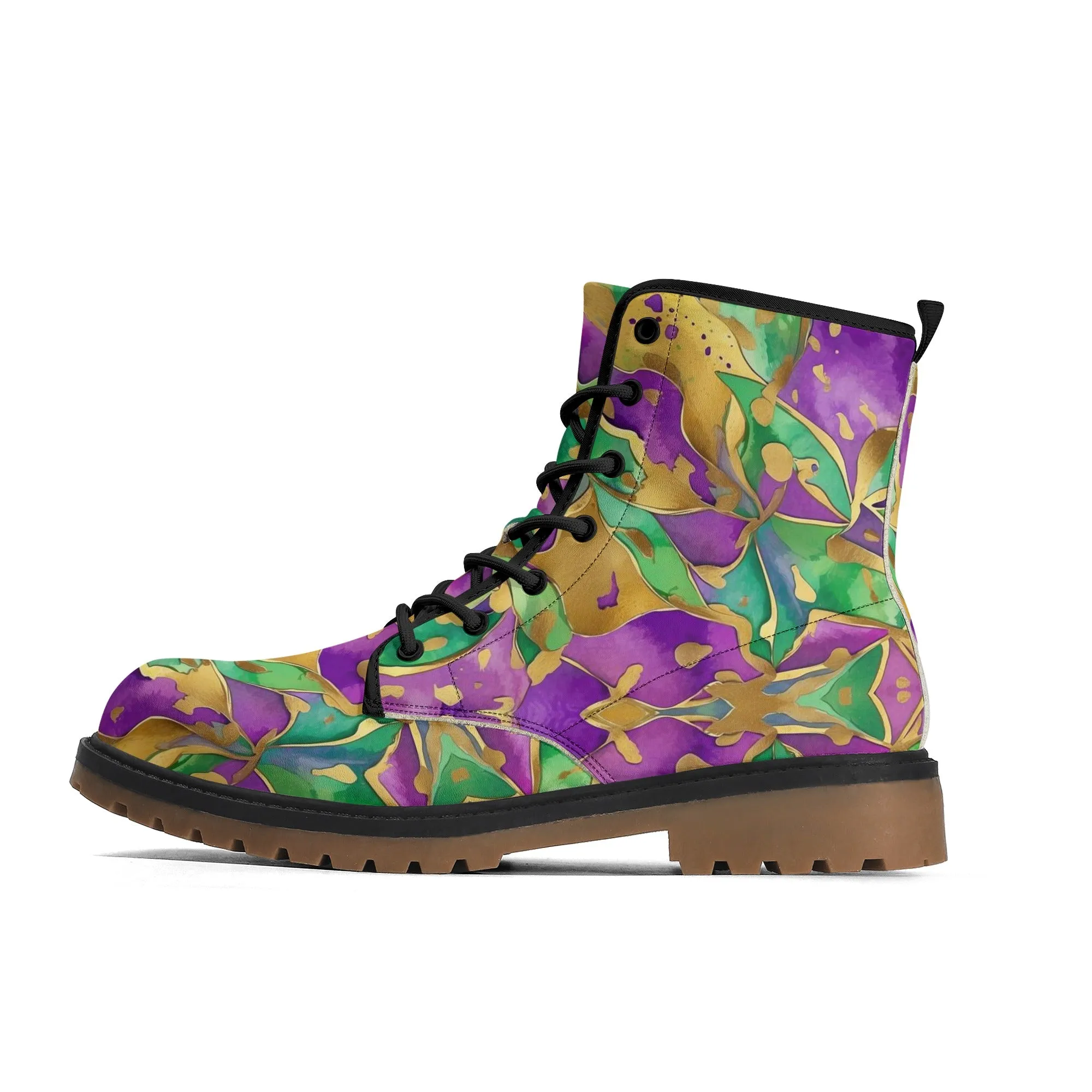 Mardi Gras Abstract Womens Combat Boots