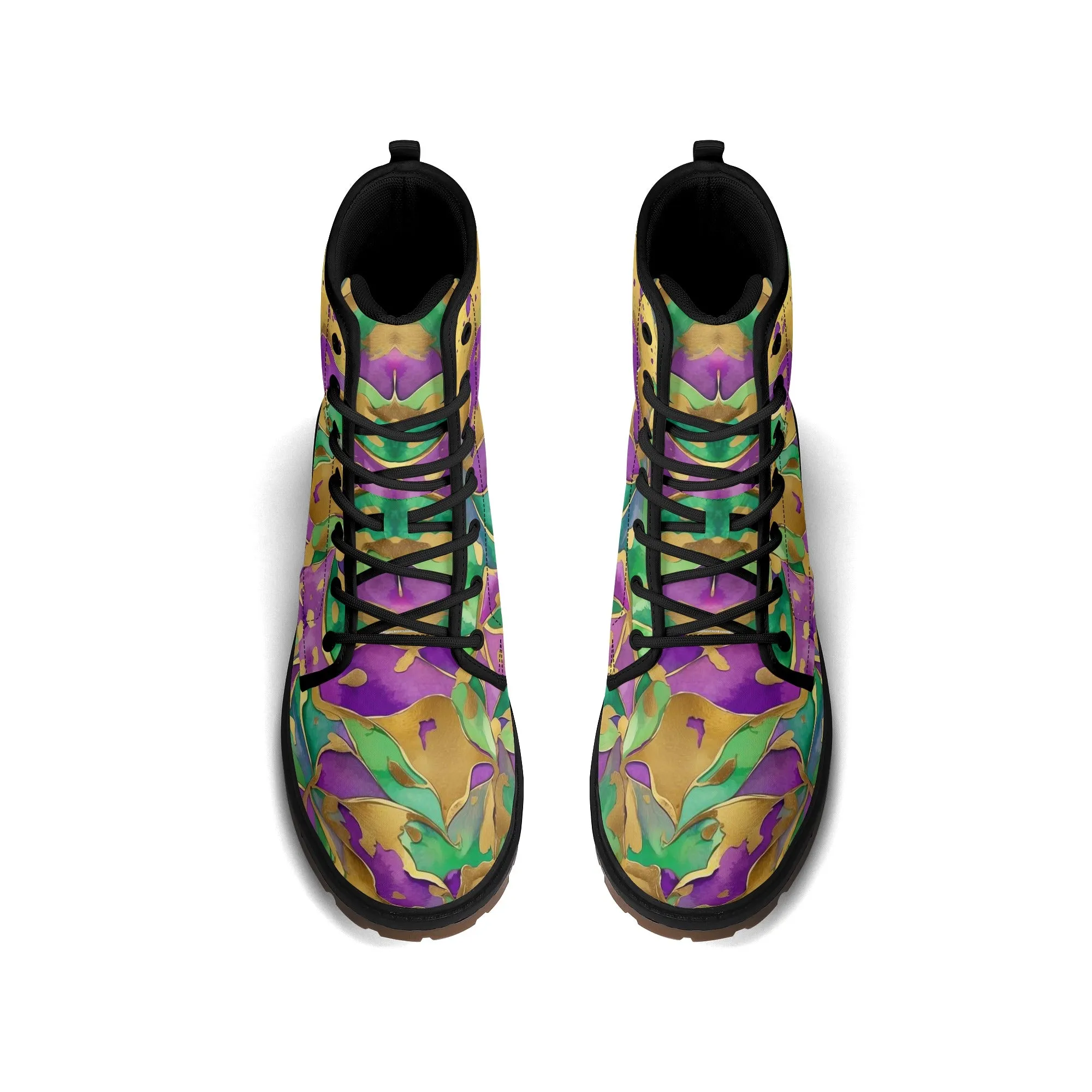 Mardi Gras Abstract Womens Combat Boots
