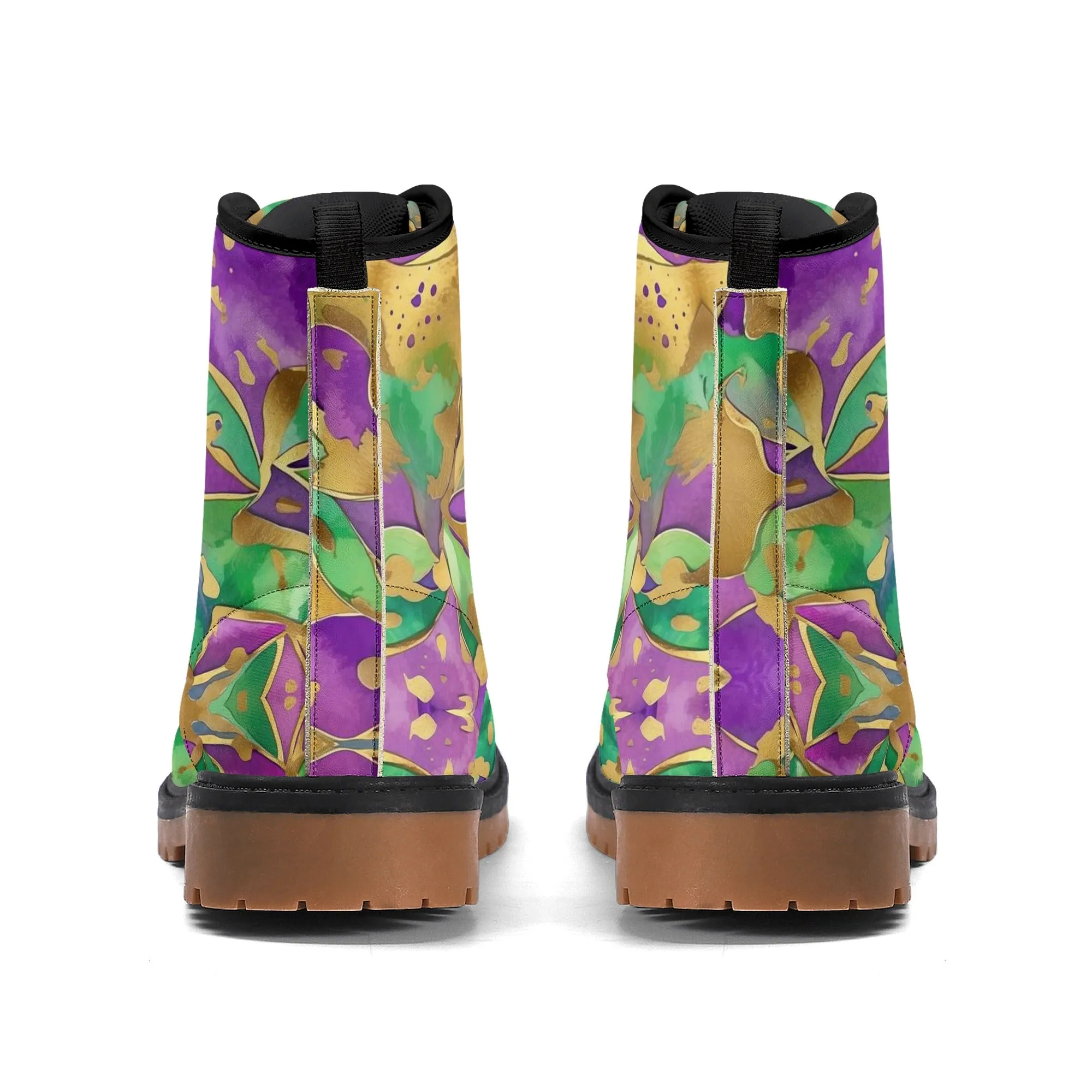 Mardi Gras Abstract Womens Combat Boots