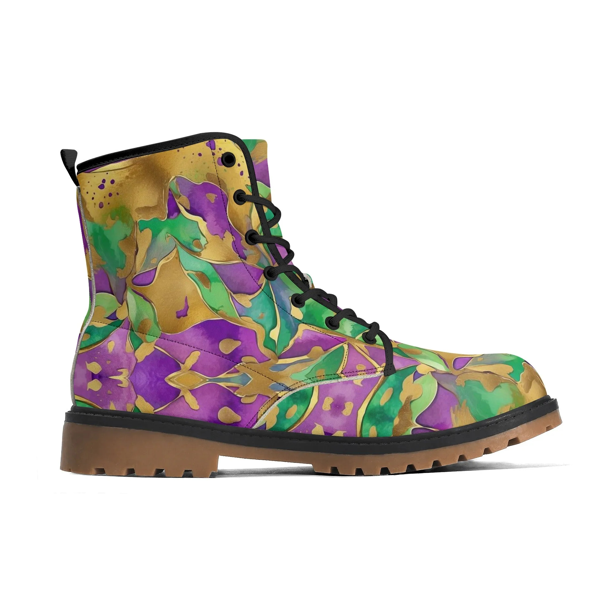 Mardi Gras Abstract Womens Combat Boots