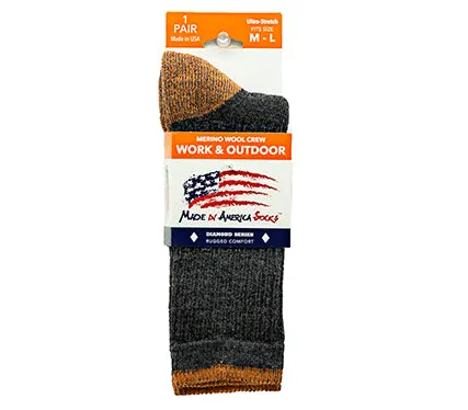 Men's Merino Wool Crew Socks - Size M/L