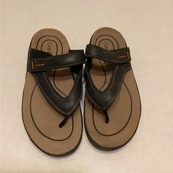 Men’s  Orthofeet  Leather Eldorado Flip Flops Size 10 W