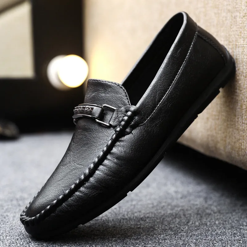 Men's shoes summer 204 new breathable men's casual leather shoes one pedal non-slip British style beanie shoes loafers