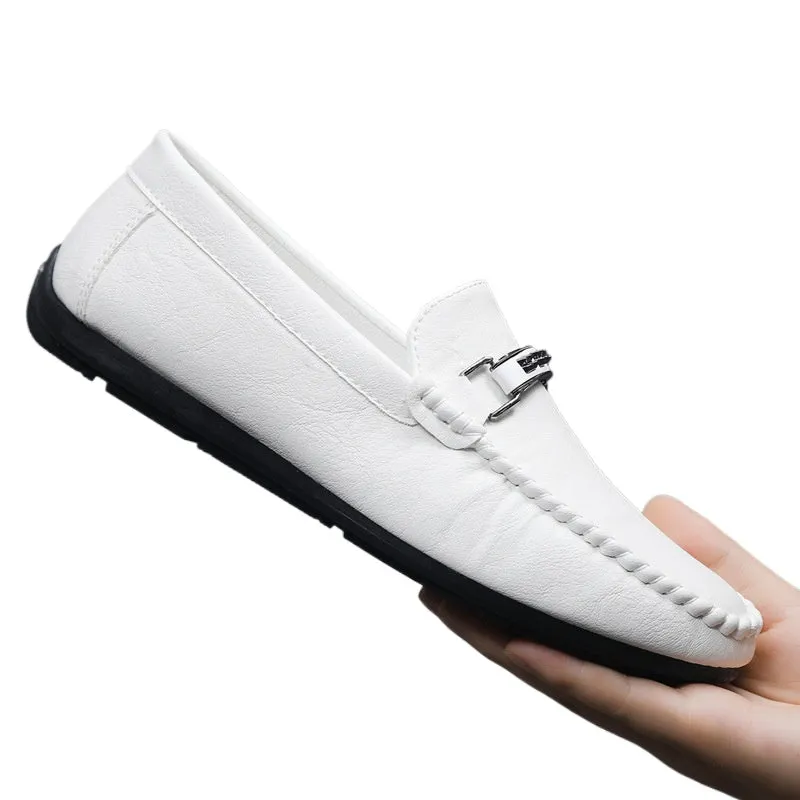 Men's shoes summer 204 new breathable men's casual leather shoes one pedal non-slip British style beanie shoes loafers