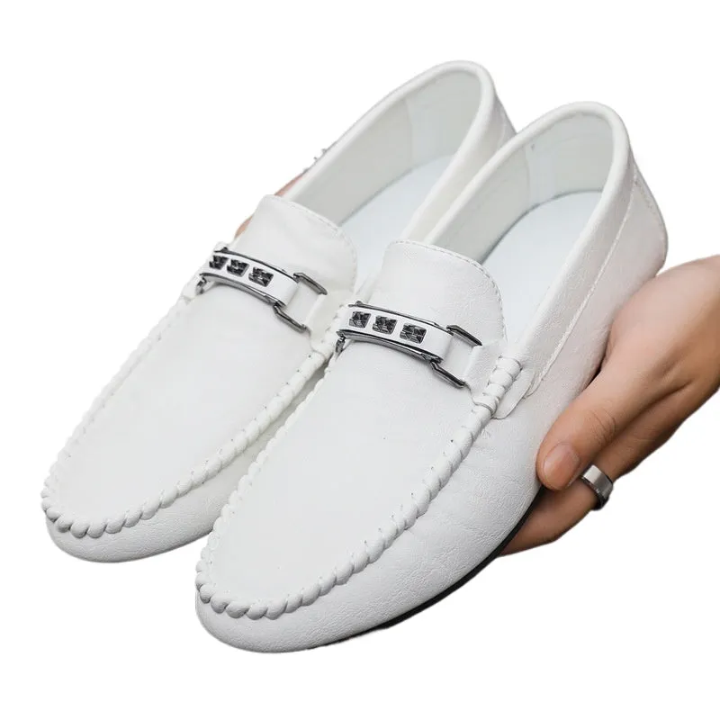 Men's shoes summer 204 new breathable men's casual leather shoes one pedal non-slip British style beanie shoes loafers