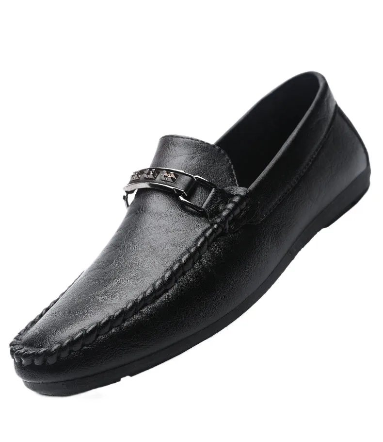 Men's shoes summer 204 new breathable men's casual leather shoes one pedal non-slip British style beanie shoes loafers