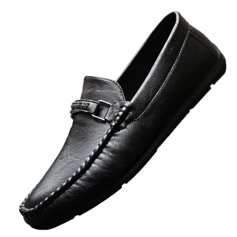 Men's shoes summer 204 new breathable men's casual leather shoes one pedal non-slip British style beanie shoes loafers