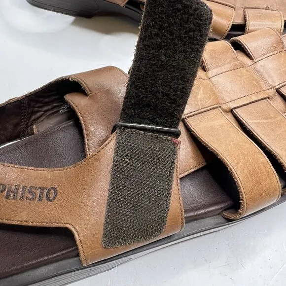 Mephisto Sandals Men sz 9 43 Fishing Brown Desert Self fasteners hook and loop