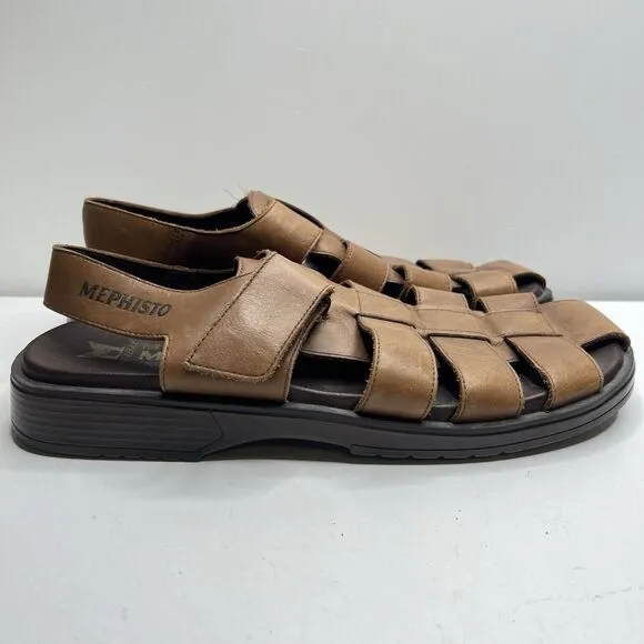 Mephisto Sandals Men sz 9 43 Fishing Brown Desert Self fasteners hook and loop