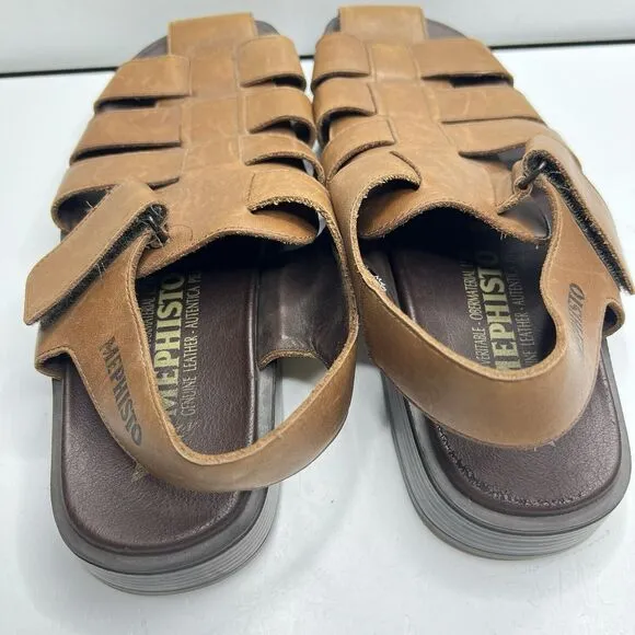 Mephisto Sandals Men sz 9 43 Fishing Brown Desert Self fasteners hook and loop