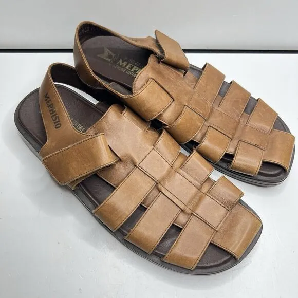 Mephisto Sandals Men sz 9 43 Fishing Brown Desert Self fasteners hook and loop