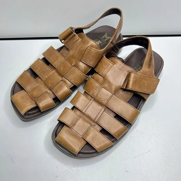 Mephisto Sandals Men sz 9 43 Fishing Brown Desert Self fasteners hook and loop