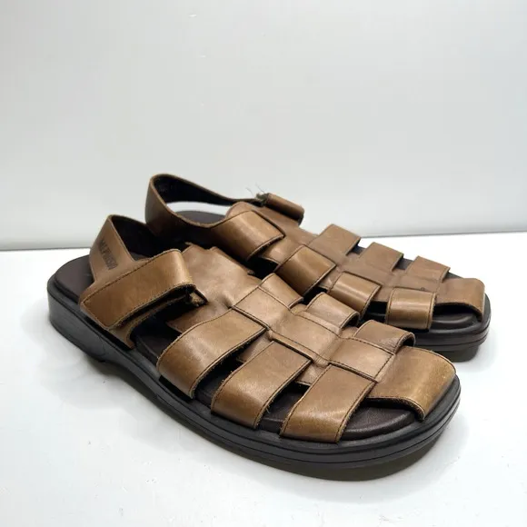 Mephisto Sandals Men sz 9 43 Fishing Brown Desert Self fasteners hook and loop