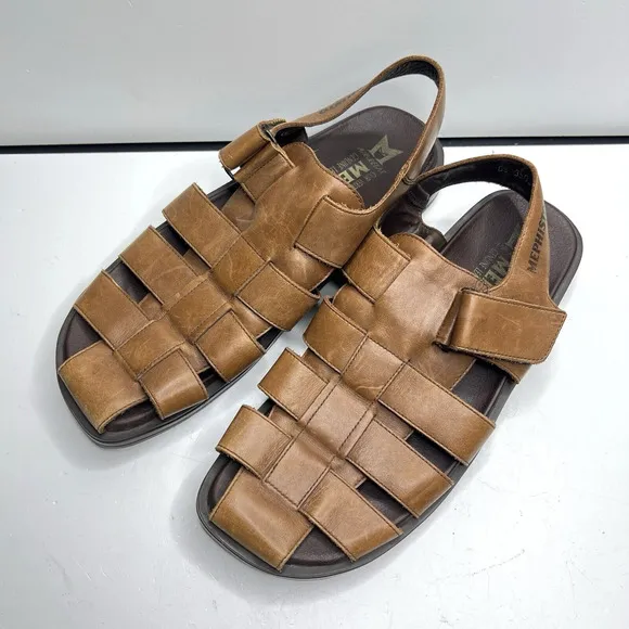 Mephisto Sandals Men sz 9 43 Fishing Brown Desert Self fasteners hook and loop