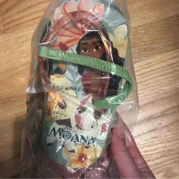 Moana Flip Flops Disney NEW Blue Sz 9 10 Green Pua Kids Girls Toddler Shoes