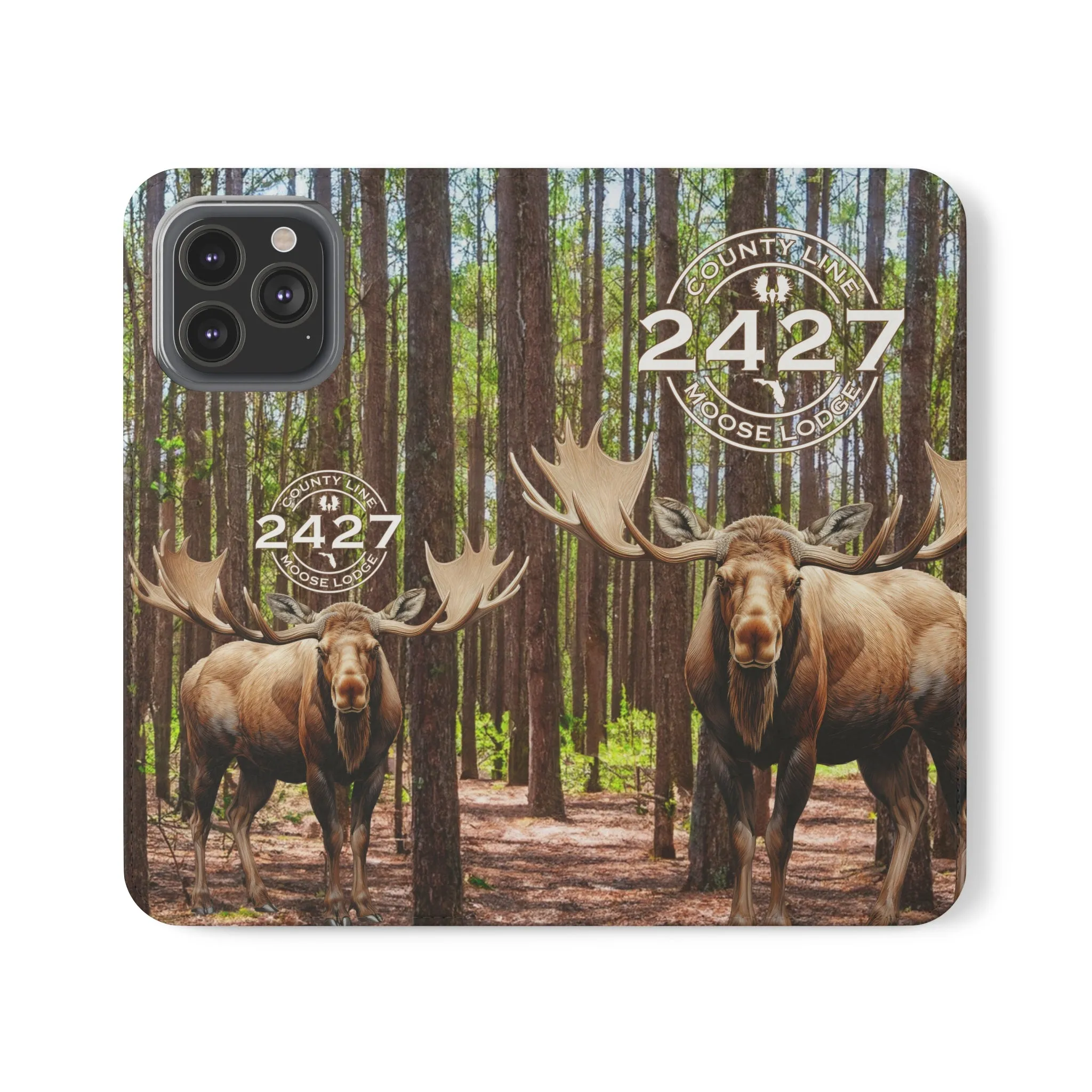 Moose Lodge 2427 - Woodlands Moose - Flip Organizational Phone Cases (Select Phone Models)