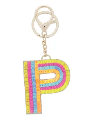Multi Color Sequin "P" Keychain