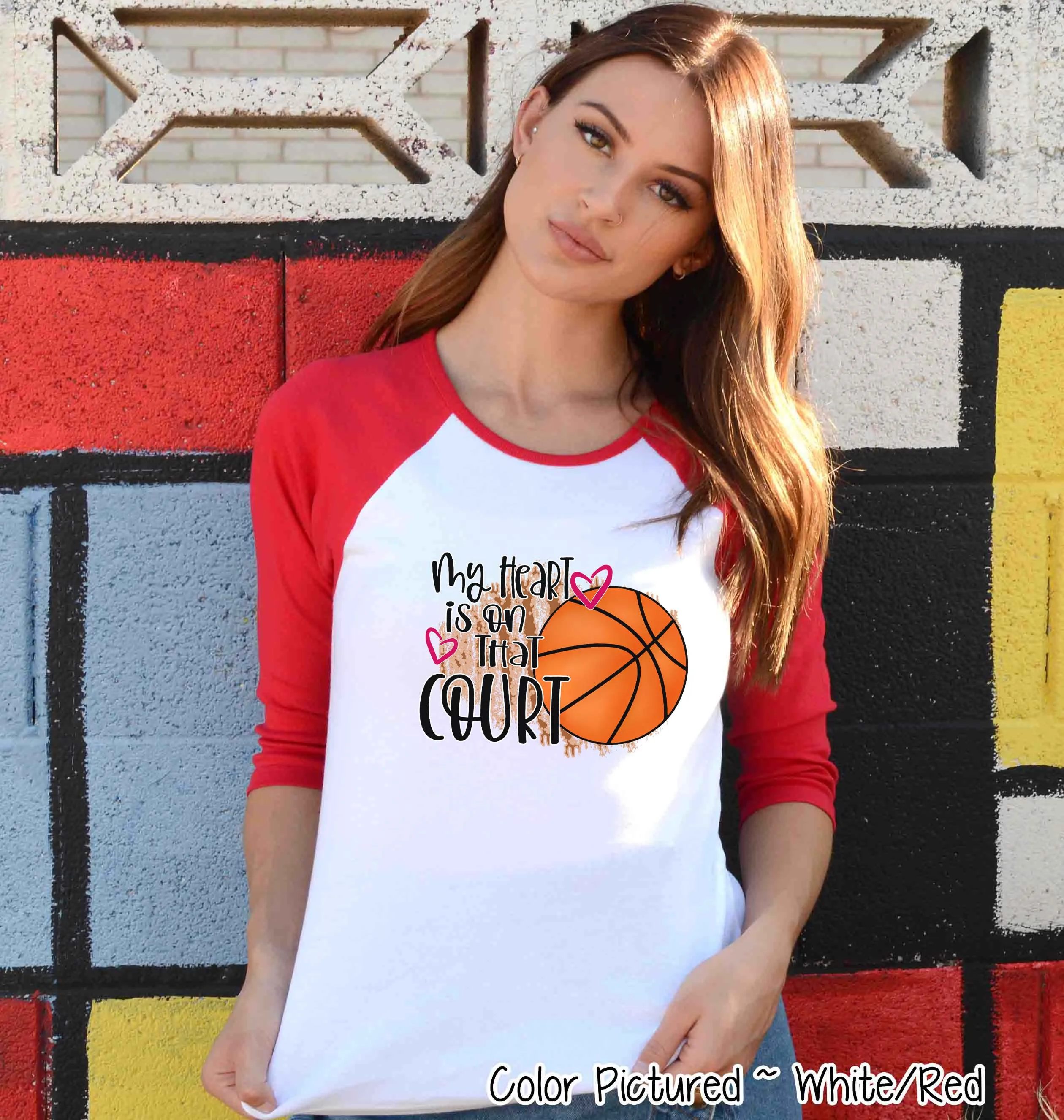 My Heart is On That Court Basketball Mom Tee