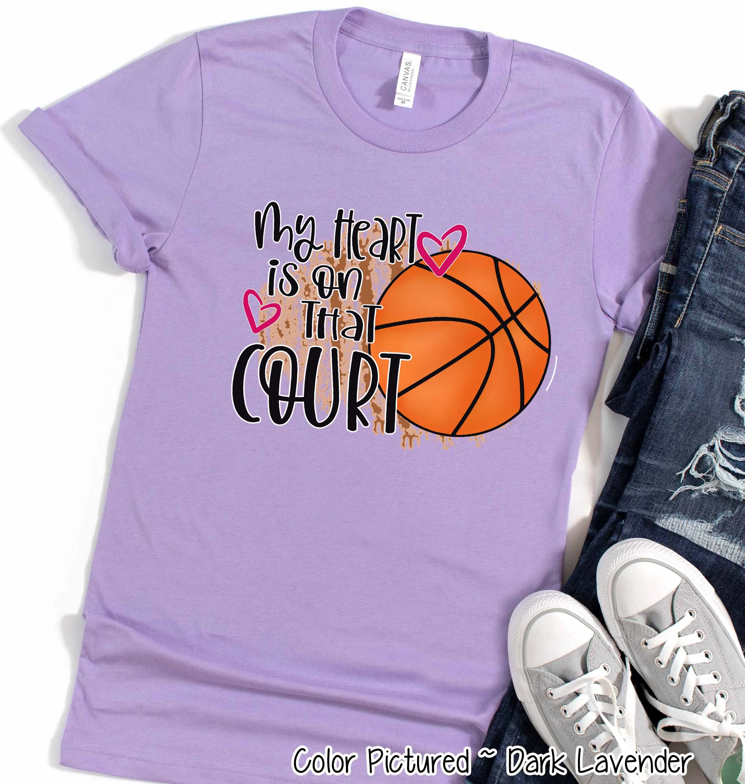 My Heart is On That Court Basketball Mom Tee