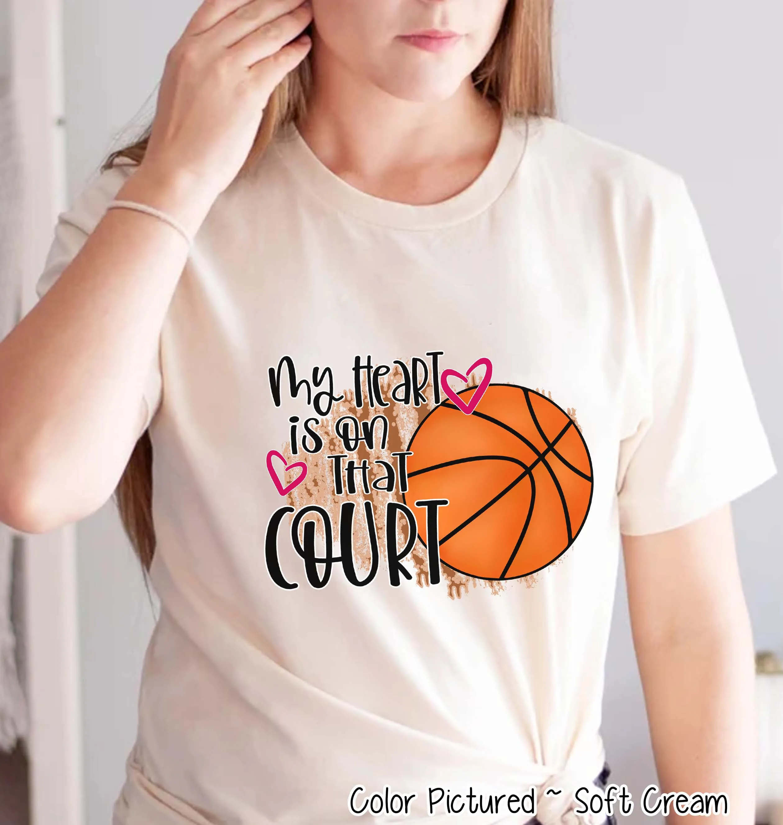 My Heart is On That Court Basketball Mom Tee