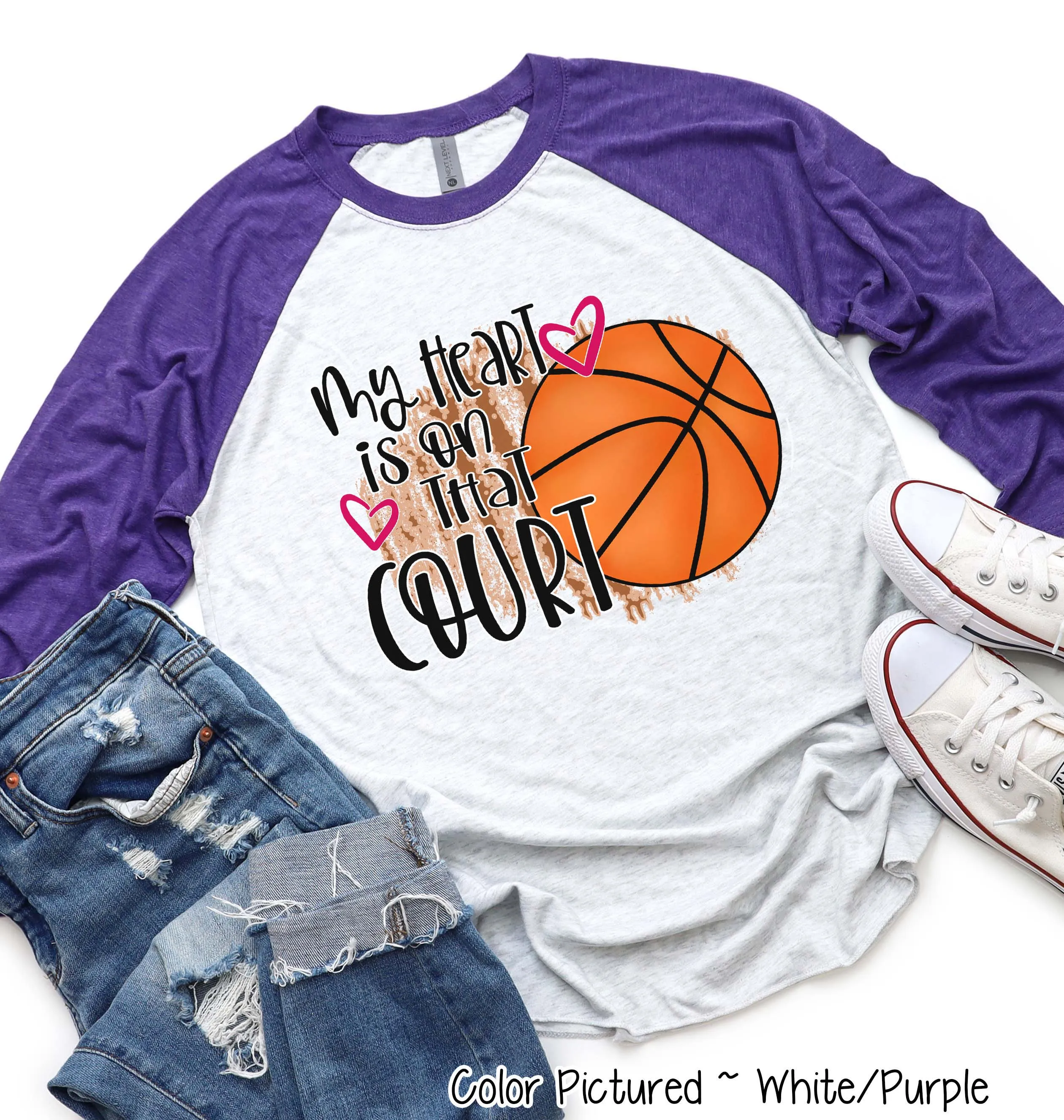 My Heart is On That Court Basketball Mom Tee