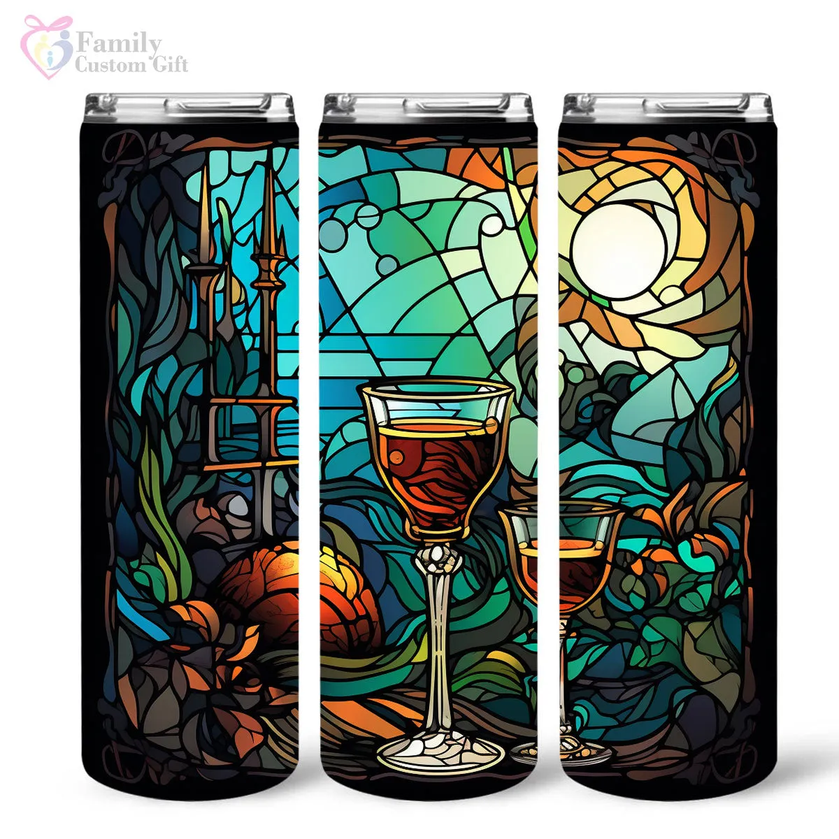 Mysterious Absinthe In Stained Glass 20oz Skinny Tumbler, Alcohol Drink Glass Green Fairy, Alcohol Tumbler, Vibrant Tumbler, Trending Tumbler
