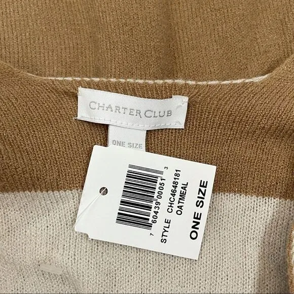 NEW CHARTER CLUB Oatmeal Solid Knit Wrap - OS