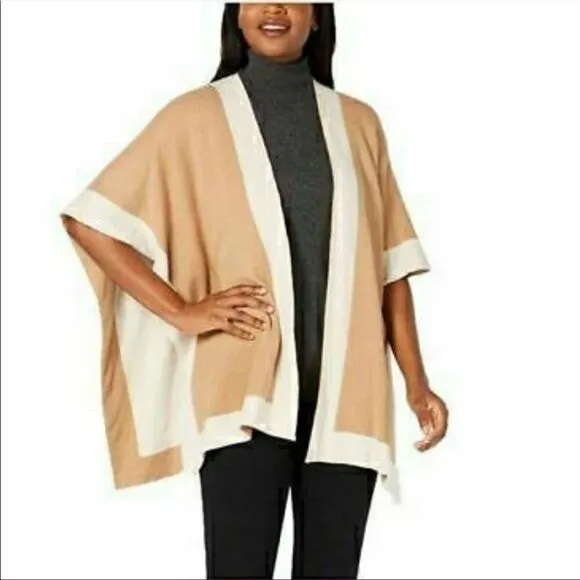 NEW CHARTER CLUB Oatmeal Solid Knit Wrap - OS