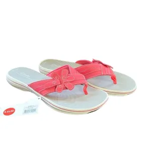 New Clarks Brinkley Cloud Stepper Flora Flip-Flop Women’s Size 9 in Bright Coral