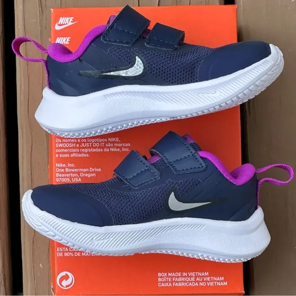 NEW Nike Baby / Toddler Unisex Star Runner 3 Low Casual Sneaker (Navy Magenta)