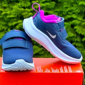 NEW Nike Baby / Toddler Unisex Star Runner 3 Low Casual Sneaker (Navy Magenta)