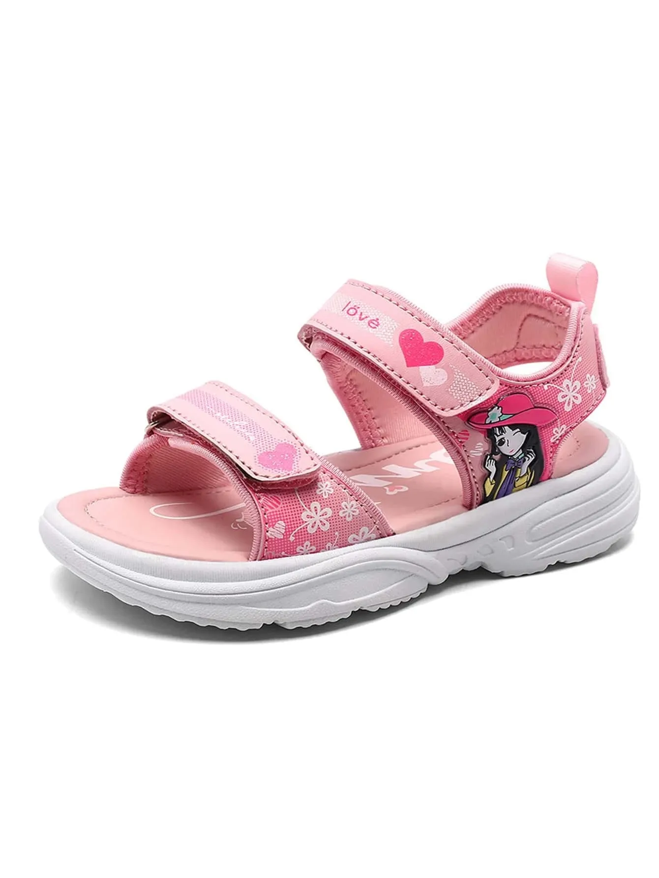 New Shein Girls Figure Patch Sport Sandals, Sz 5!