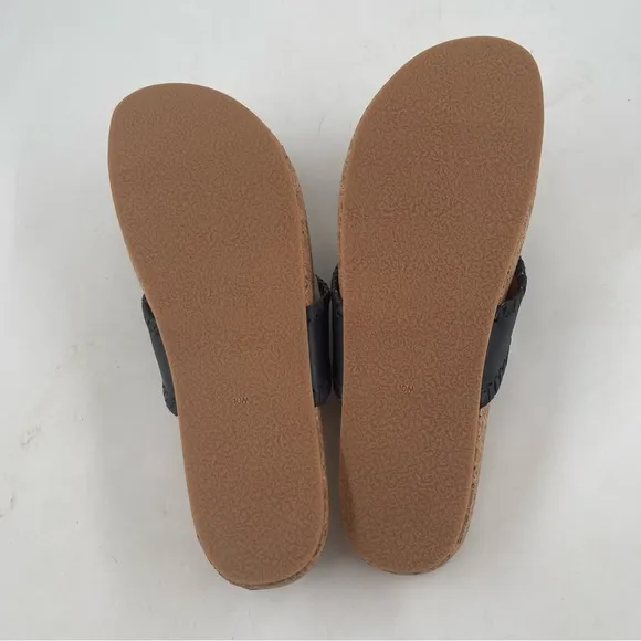 NIB! Jack Rogers Women’s Thelma Midnight Leather Thong Flip Flops Sandal-Size 10