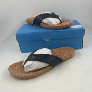NIB! Jack Rogers Women’s Thelma Midnight Leather Thong Flip Flops Sandal-Size 10