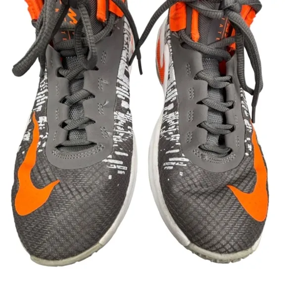 Nike Air Max Sneaker Shoes Infuriate II Boys Size 5 Youth Gray Orange Basketball
