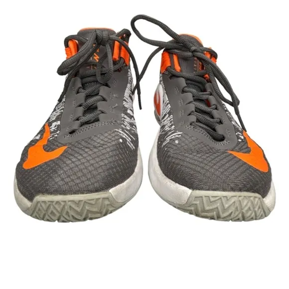 Nike Air Max Sneaker Shoes Infuriate II Boys Size 5 Youth Gray Orange Basketball