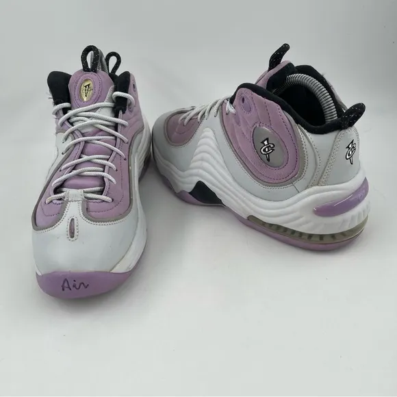 👞Nike Big Kids Air Penny II 2 Platinum/Purple Hardaway Basketball Shoe-Size 7 Y