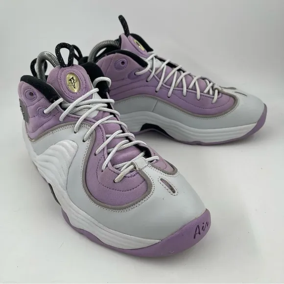 👞Nike Big Kids Air Penny II 2 Platinum/Purple Hardaway Basketball Shoe-Size 7 Y