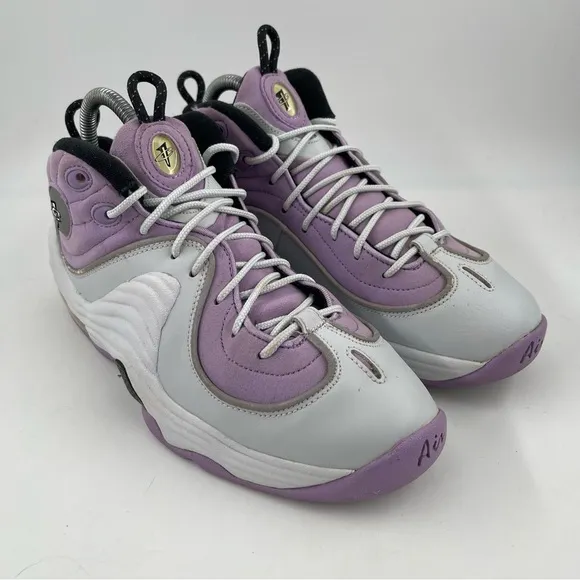 👞Nike Big Kids Air Penny II 2 Platinum/Purple Hardaway Basketball Shoe-Size 7 Y