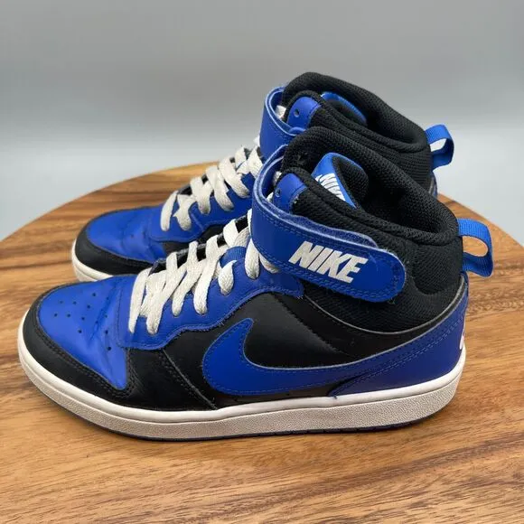 Nike Boys Court Borough Mid 2 DM8872-001 Blue Basketball Shoes Sneakers Sz 5.5Y