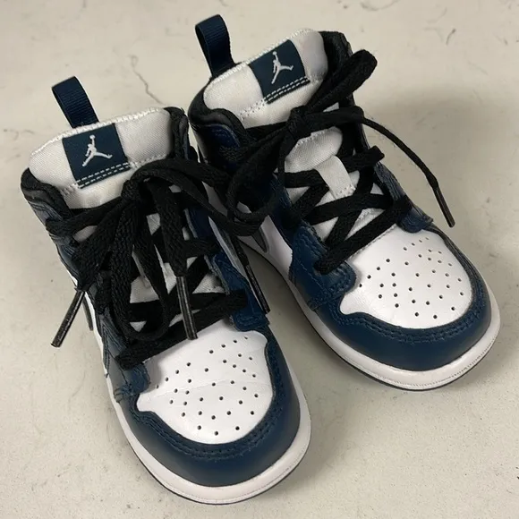 Nike Jordan 1 Mid TD Toddler 7C Shoes Armory Navy White Black 640735-411
