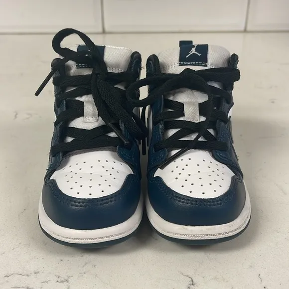 Nike Jordan 1 Mid TD Toddler 7C Shoes Armory Navy White Black 640735-411