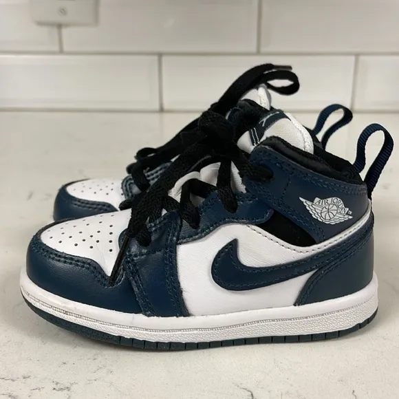 Nike Jordan 1 Mid TD Toddler 7C Shoes Armory Navy White Black 640735-411