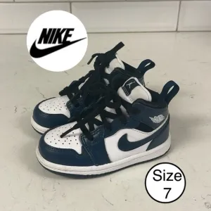 Nike Jordan 1 Mid TD Toddler 7C Shoes Armory Navy White Black 640735-411